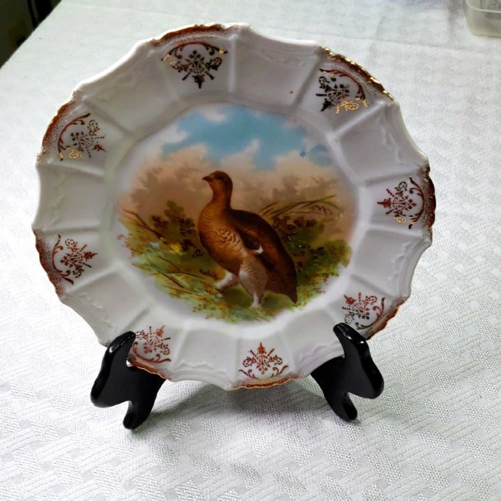Antique Porcelain Game Bird Cabinet Plate.